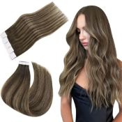 RRP £52.72 Easyouth Brown Tape in Hair Extensions Remy Human Hair