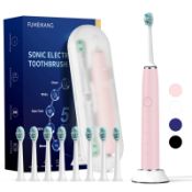 RRP £30.81 FUMEIKANG Electric Toothbrushes Ultrasonic Toothbrushes for Adults-Pink