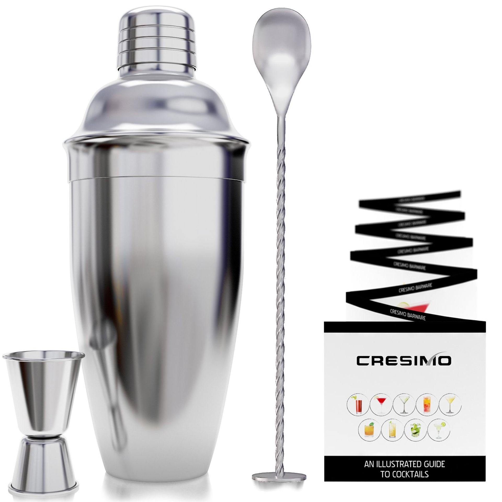 RRP £9.64 750mL Cocktail Shaker Set: 3pc Cocktail Making Set