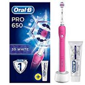 RRP £38.11 Oral-B Battery Powered Pro 650 Pink Electric Toothbrush + 1 Bonus Toothpaste