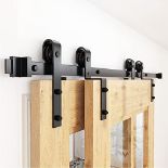 RRP £85.62 WINSOON 228cm Single Track Barn Door Bypass Track Kit for Double Barn Door