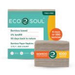 RRP £27.39 ECO SOUL 100% Bamboo Premium 3 Ply Paper Napkin 1000