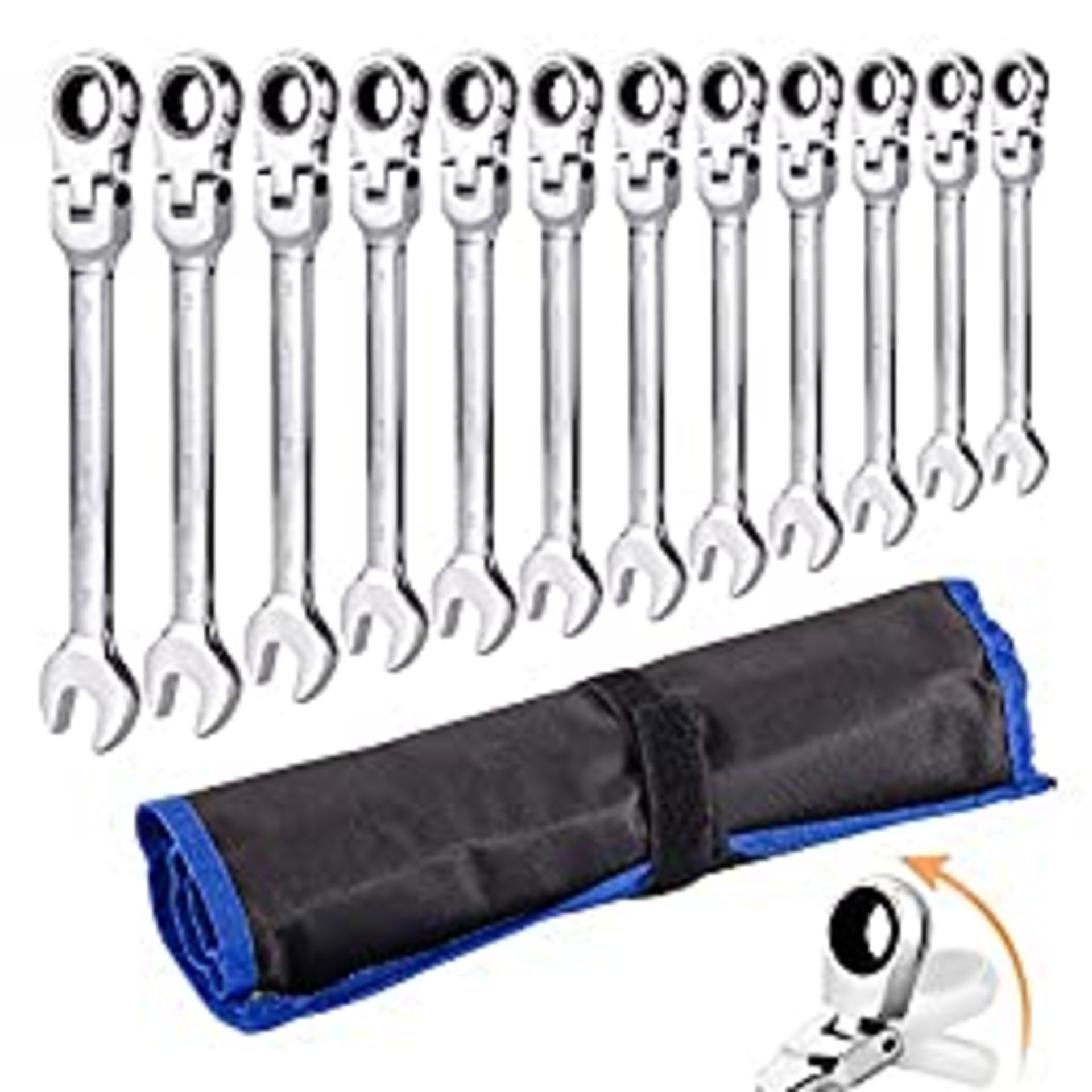 RRP £43.32 BRAND NEW STOCK Qnkaa Ratchet Spanner Set 12pcs Metric Flexible Combination