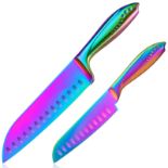 RRP £42.74 WELLSTAR Rainbow Santoku Knife 2 Piece Set