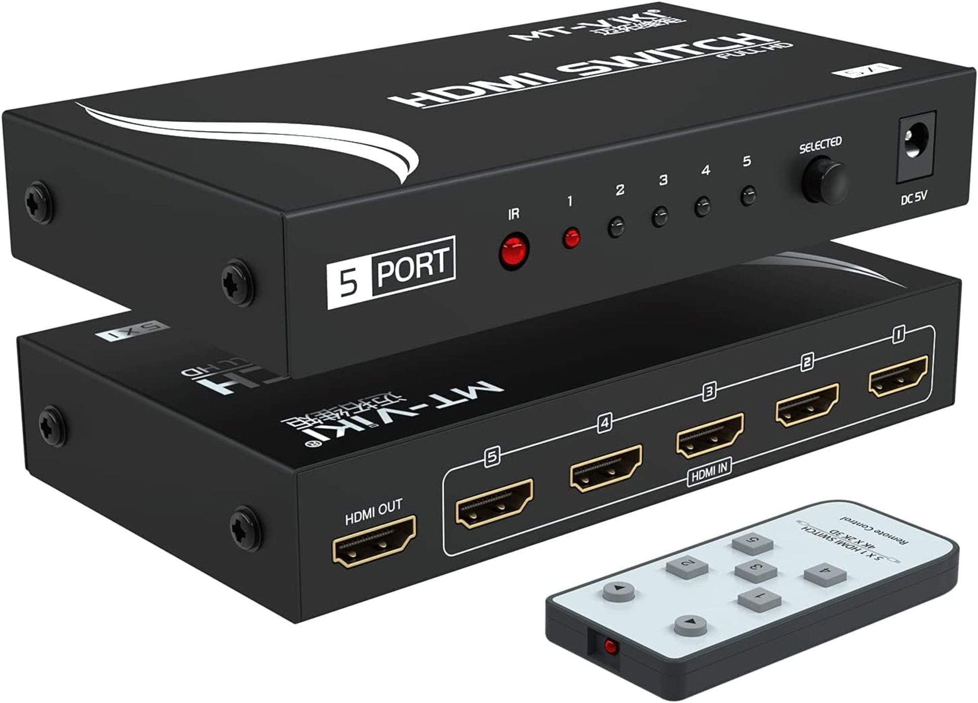 RRP £22.82 MT-VIKI 4k HDMI Switch 5 in 1 out with IR Remote Control