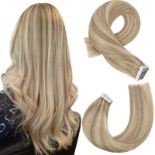 RRP £53.33 Moresoo Human Hair Tape in Extensions Blonde Hair Extensions