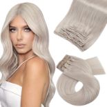 RRP £39.47 Moresoo Hair Extensions Clip in Real Hair White Blonde