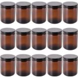 RRP £25.10 Bekith 15 Pack 260ml Amber Round Glass Jars Empty Refillable
