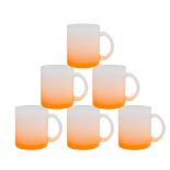 RRP £29.89 MR.R 11oz Set of 6 Sublimation Blanks Frosted Orange Glass Mug