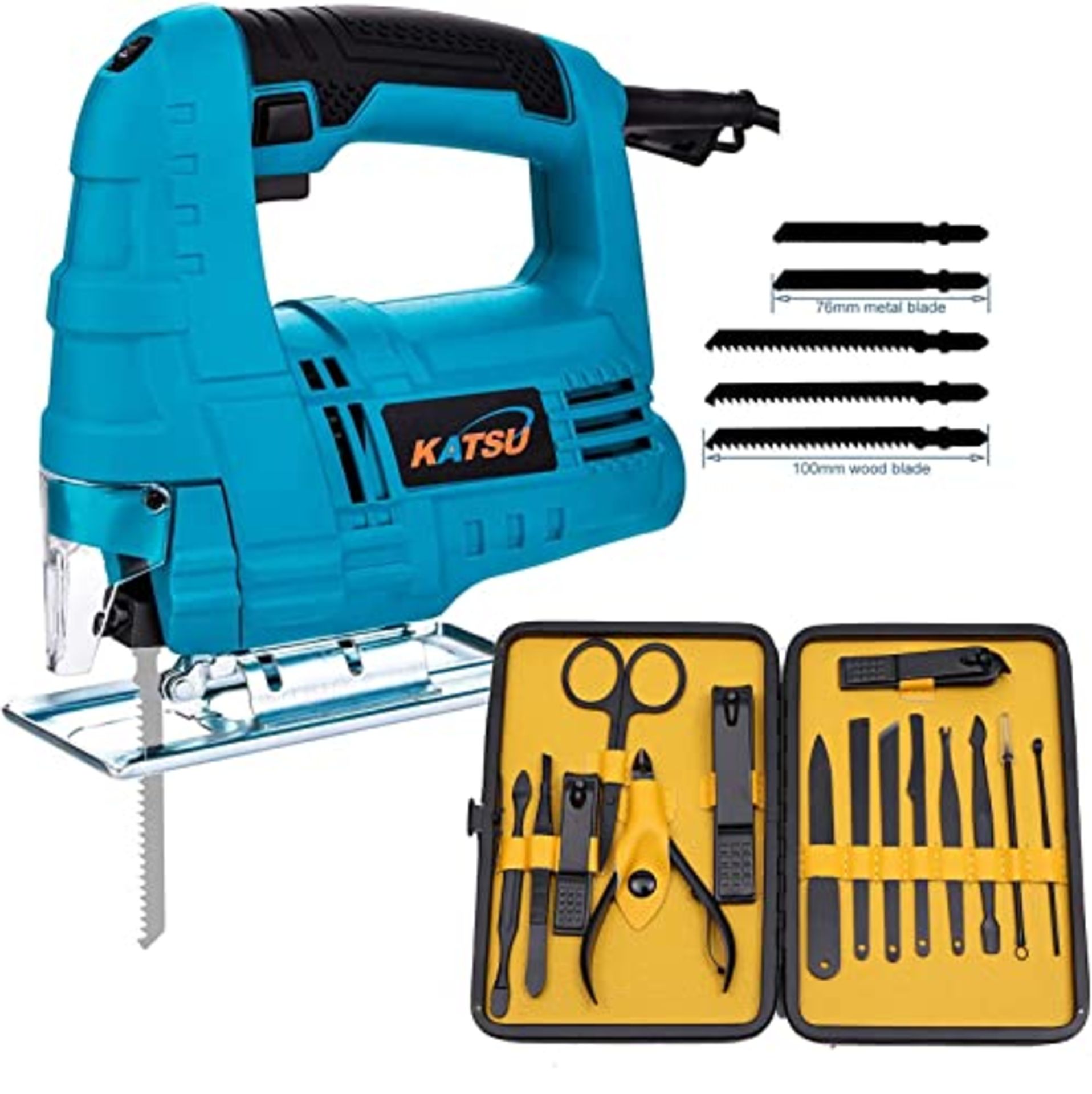 RRP £26.25 Electric Jigsaw KATSU 400W with 5 Blades and Small Gift