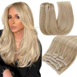 RRP £95.91 RUNATURE Clip in Hair Extensions Real Human Hair Blonde