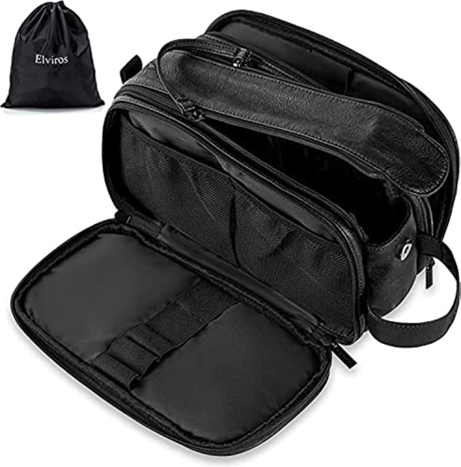 RRP £22.34 Water-Resistant Leather Toiletry Bag for Men Large
