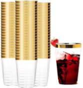 RRP £23.96 Tebery 100 Pack Gold Plastic Cups Tumblers