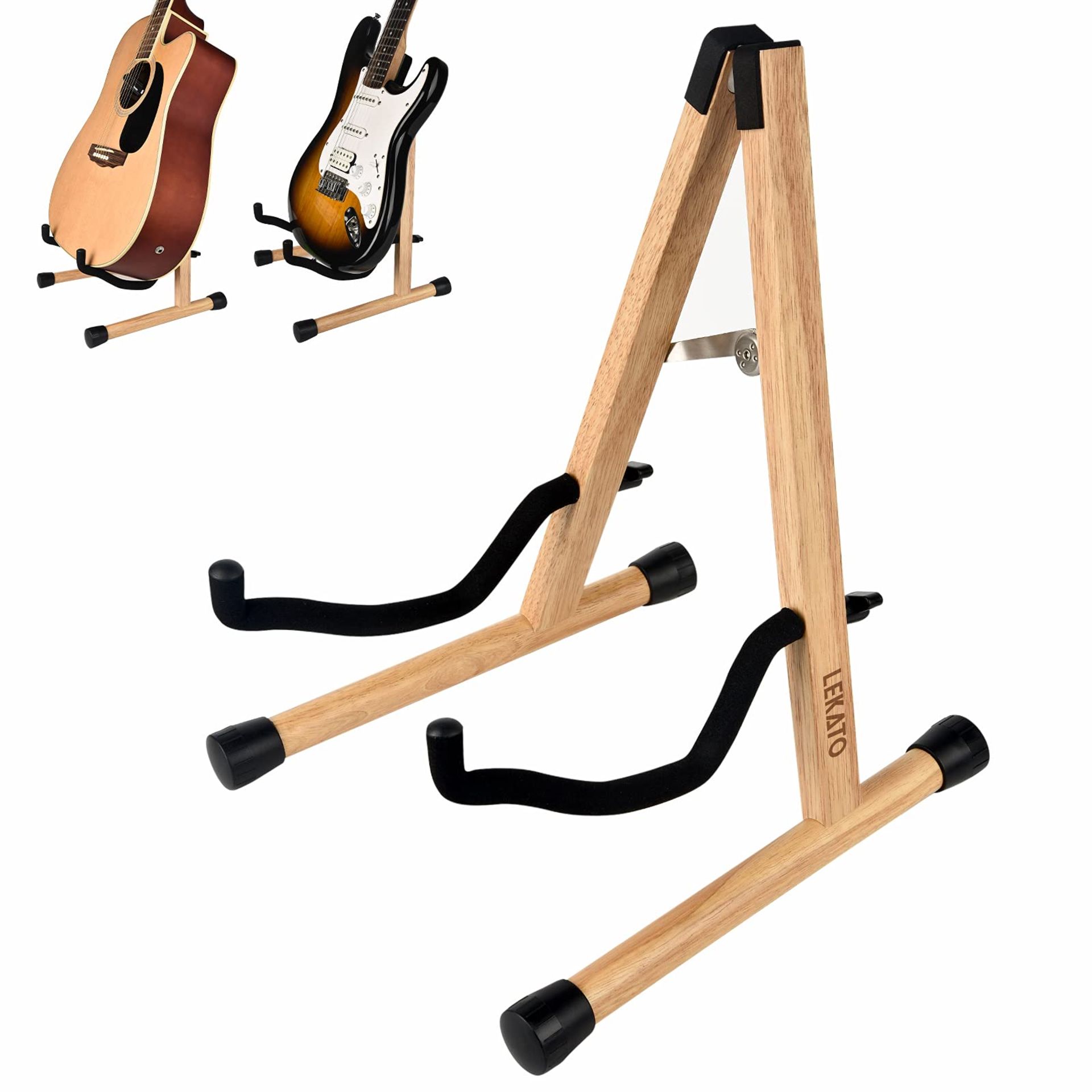 RRP £28.51 LEKATO Wooden Acoustic Guitar Stand Floor Hardwood