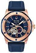 RRP £347.08 Bulova Mens Analogue Automatic Watch with Silicone Strap 98A227