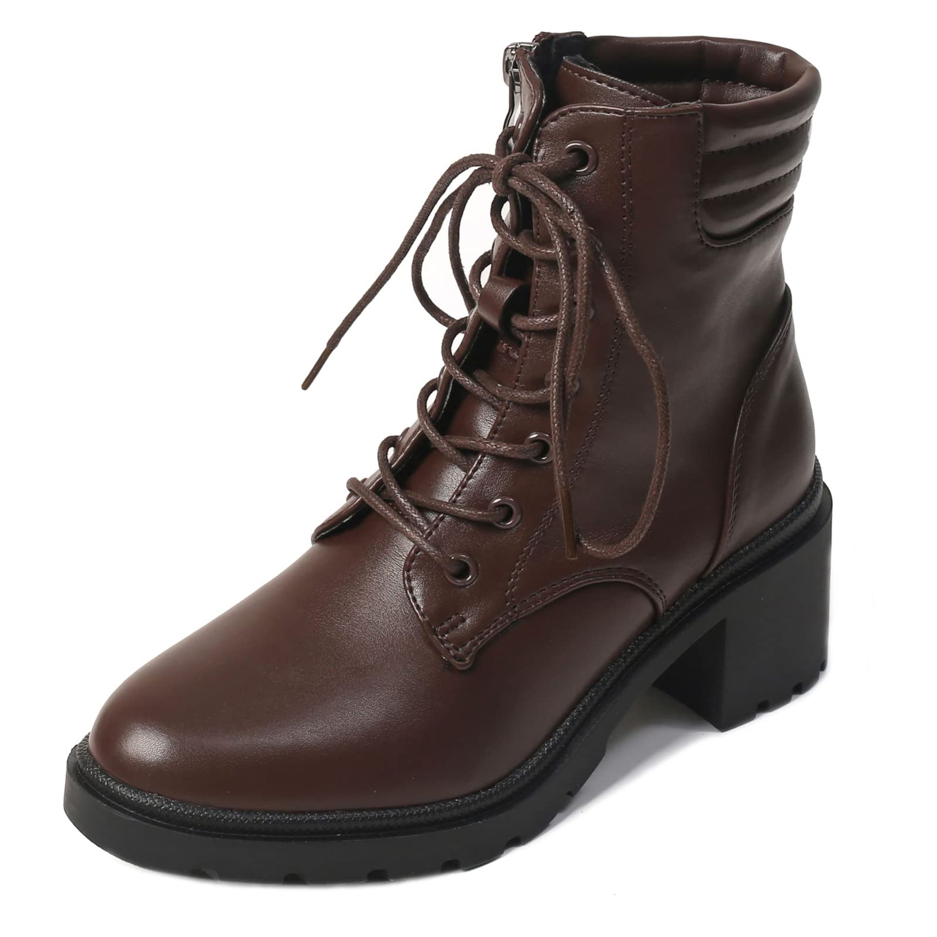 RRP £22.82 PPXID Women's Leather Block Heel Ankle Boots Waterproof