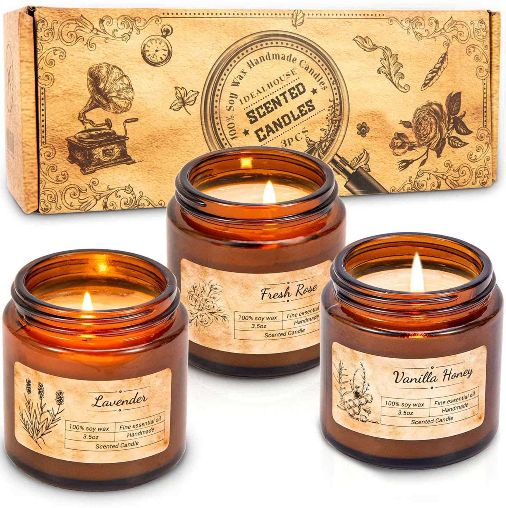 RRP £11.40 IDEALHOUSE Scented Candles Gift Set