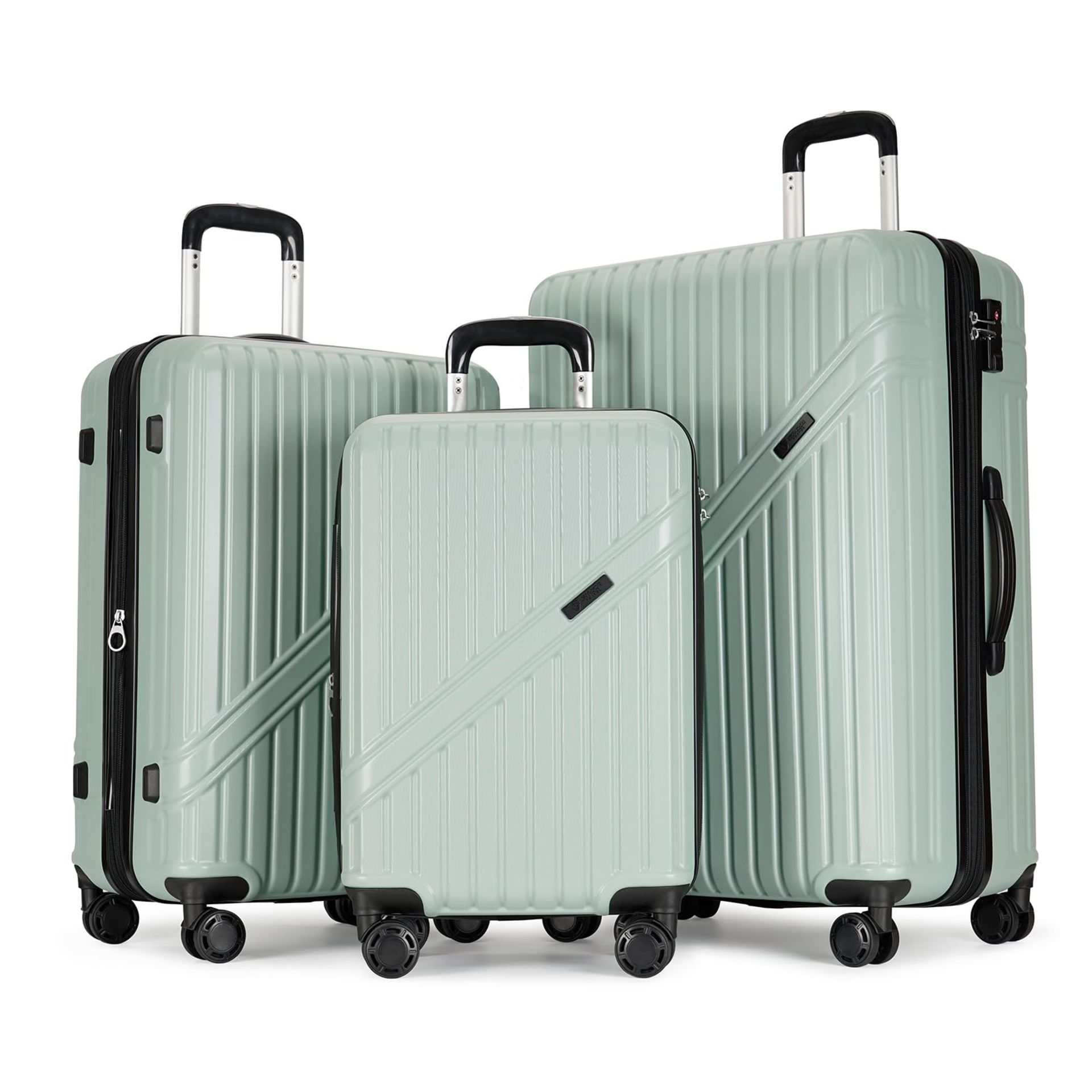 RRP £171.17 GinzaTravel Lightweight 4 Wheels Suitcase Set ABS Hard