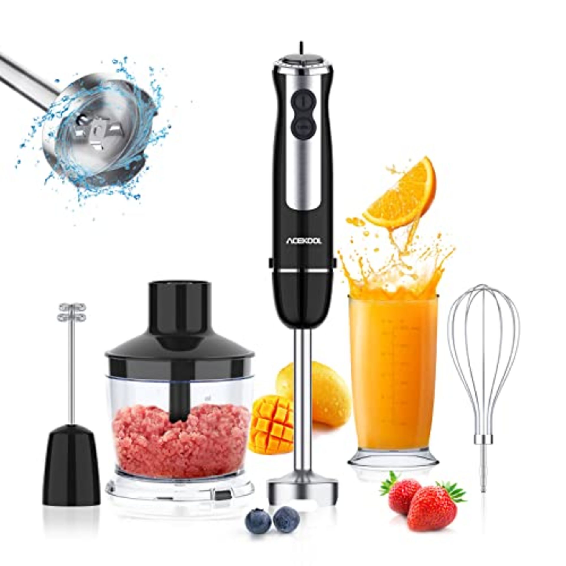 RRP £33.10 Hand Blender 5-in-1 Immersion Stick Blender Acekool