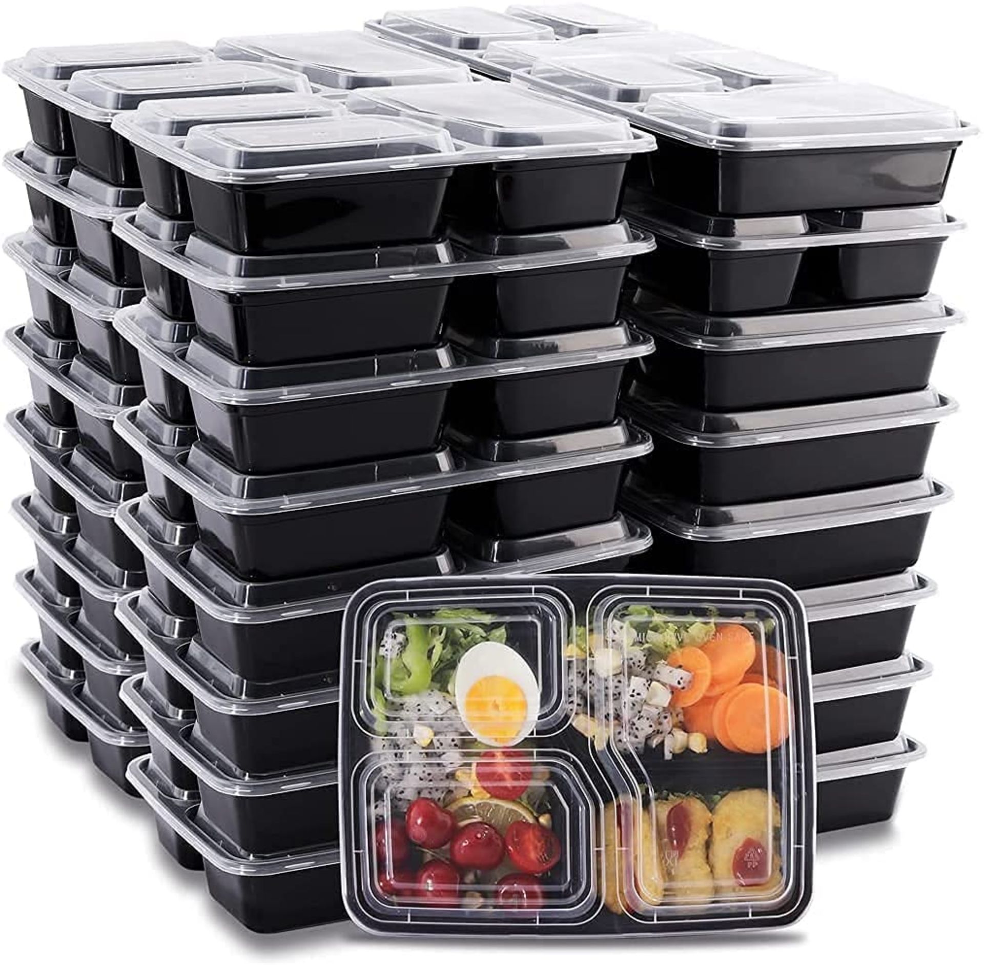 RRP £23.39 [25pack] Meal Prep Container Reusable Plastic for Food Meal Prep