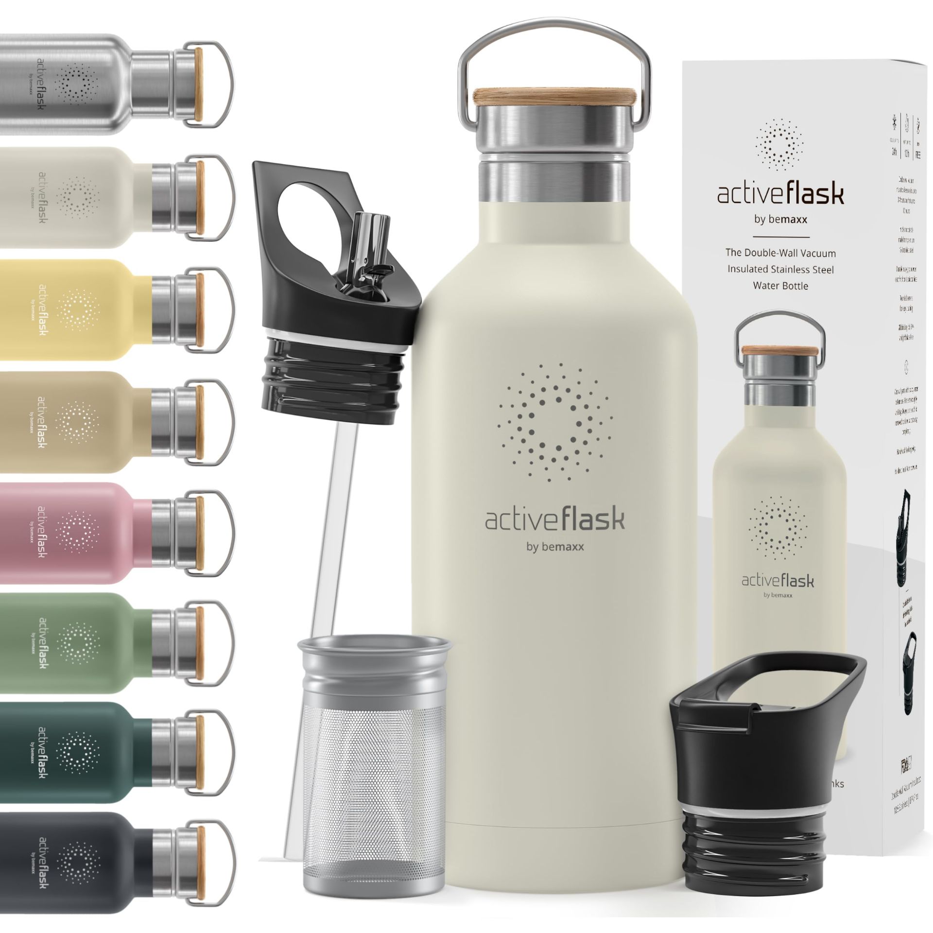 RRP £29.18 Stainless Steel Water Bottle with Straw