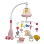 RRP £28.52 Baby Cot Mobile with Music, Lights, and Remote Control (Pink)