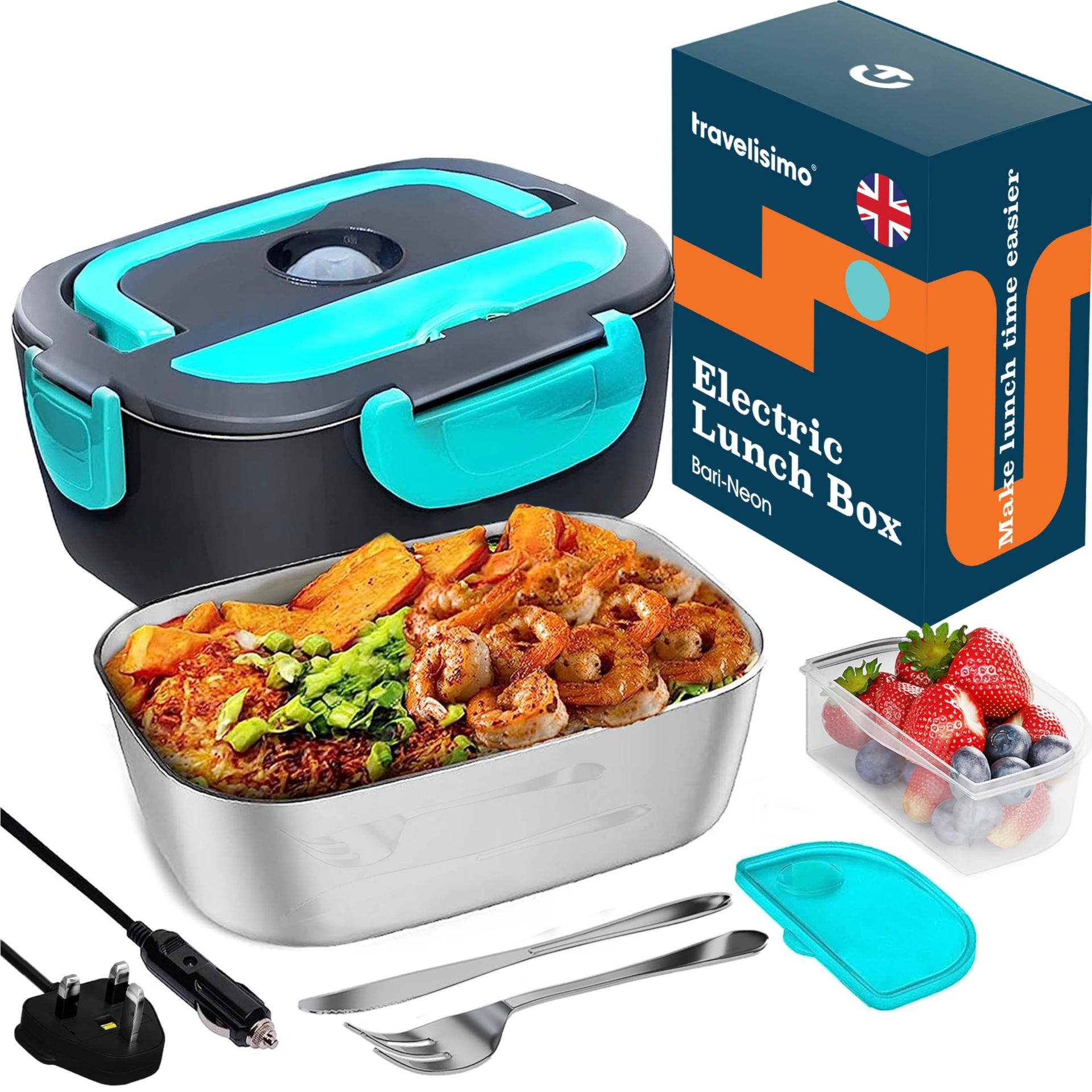 RRP £28.52 TRAVELISIMO Electric Lunch Box Food Heater 80W 1.5L