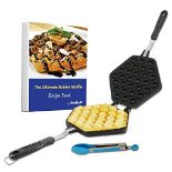 RRP £25.63 Bubble Waffle Maker Pan by StarBlue with Free Recipe ebook and Tongs