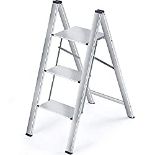 RRP £49.17 KINGRACK Aluminium 3 Step Ladder with Wide Steps