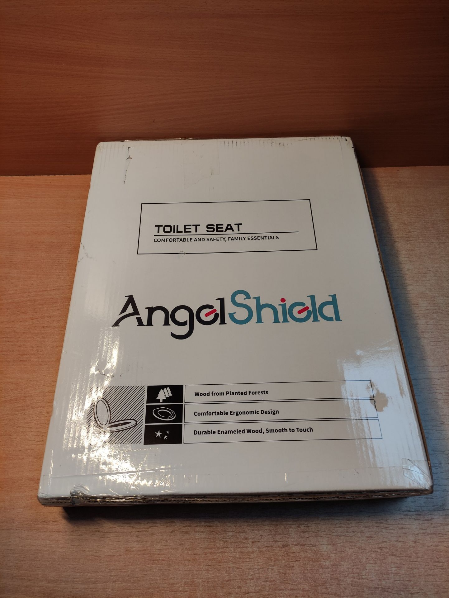 RRP £38.80 Angel Shield Toilet Seat Natural Wooden Toilet Seat - Image 2 of 2