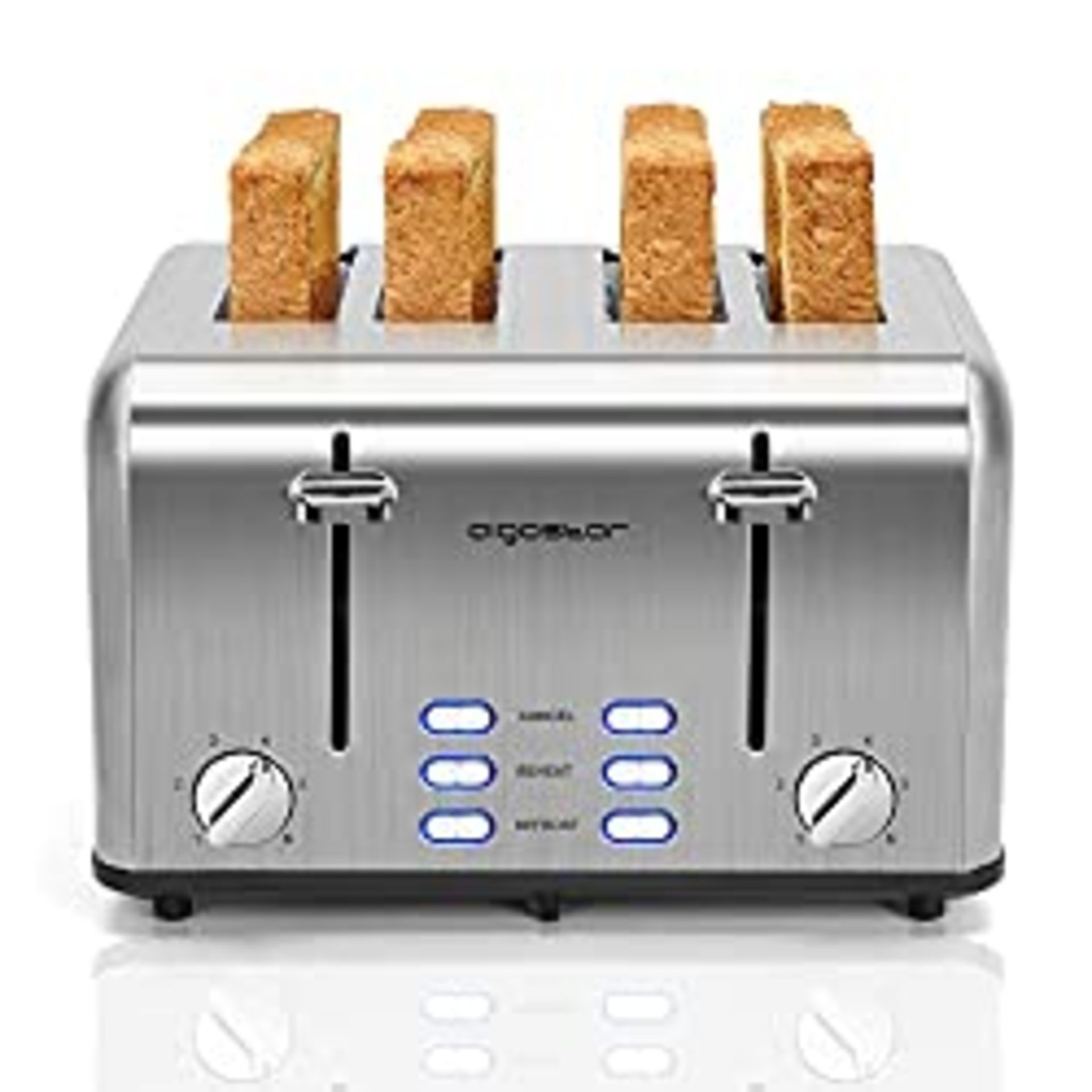 RRP £47.94 Aigostar Toaster 4 Slice Stainless Steel Toaster with