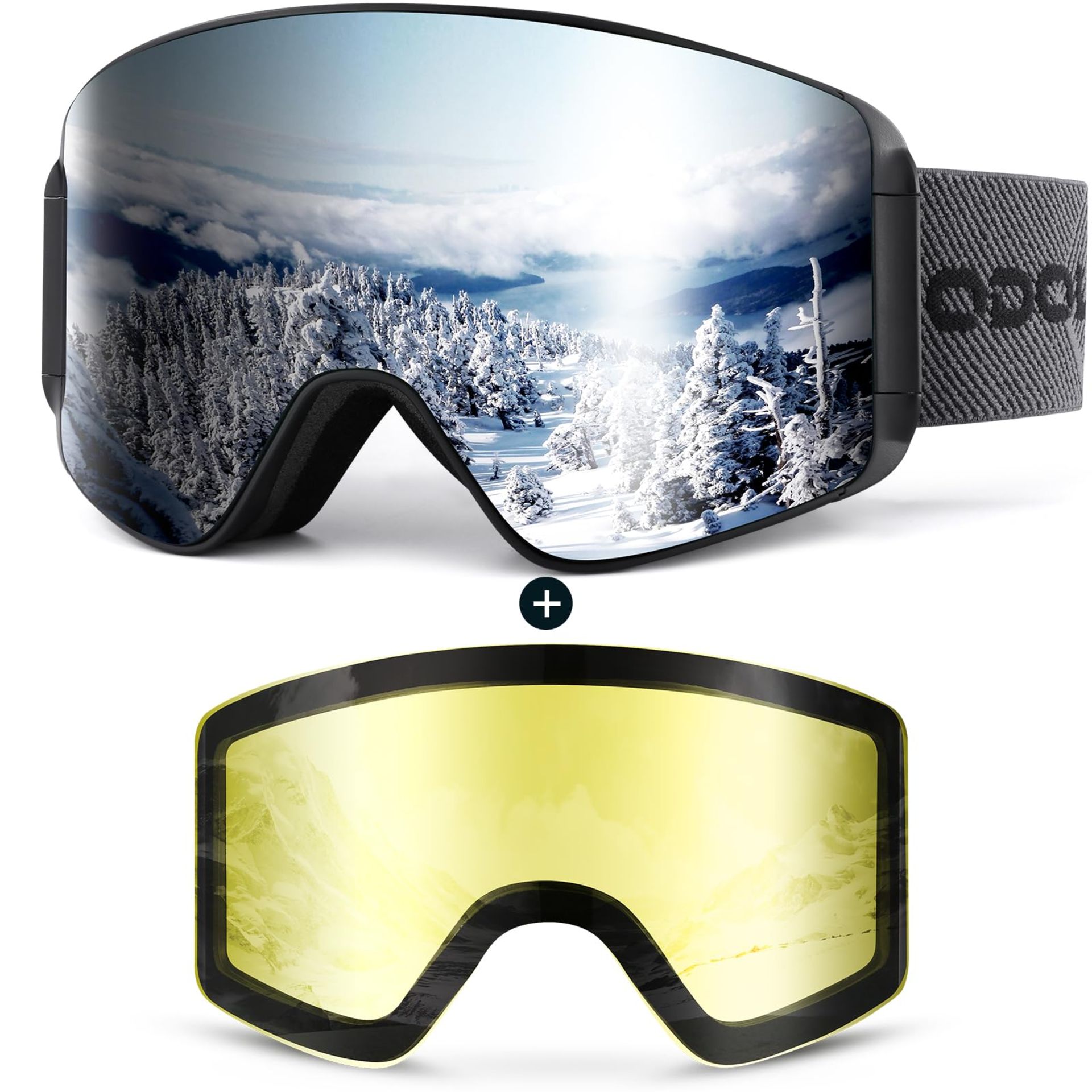 RRP £45.10 Odoland Ski Goggles Set with Detachable Magnetic Lens
