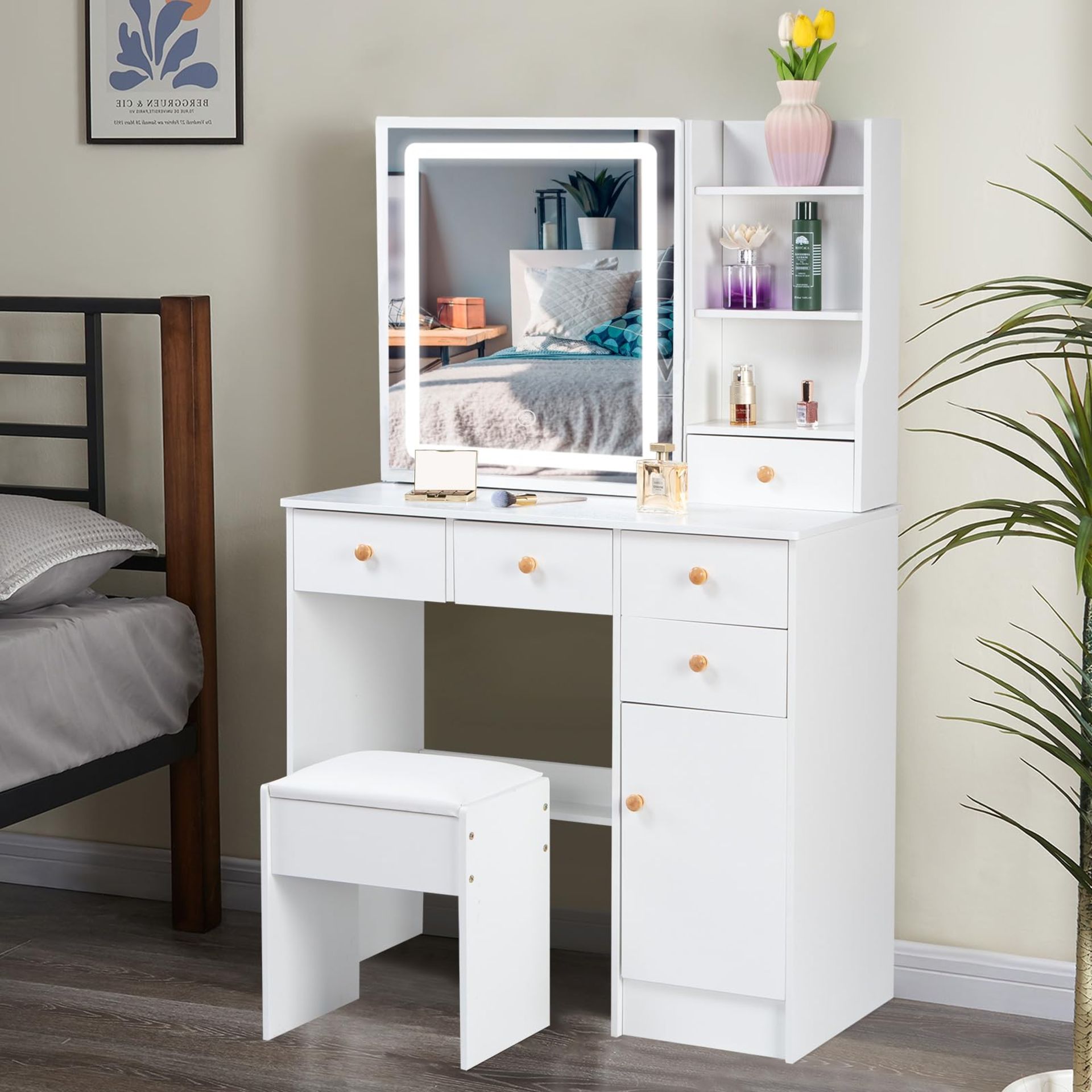 RRP £199.89 Puselo Dressing Table with Mirror and Stool
