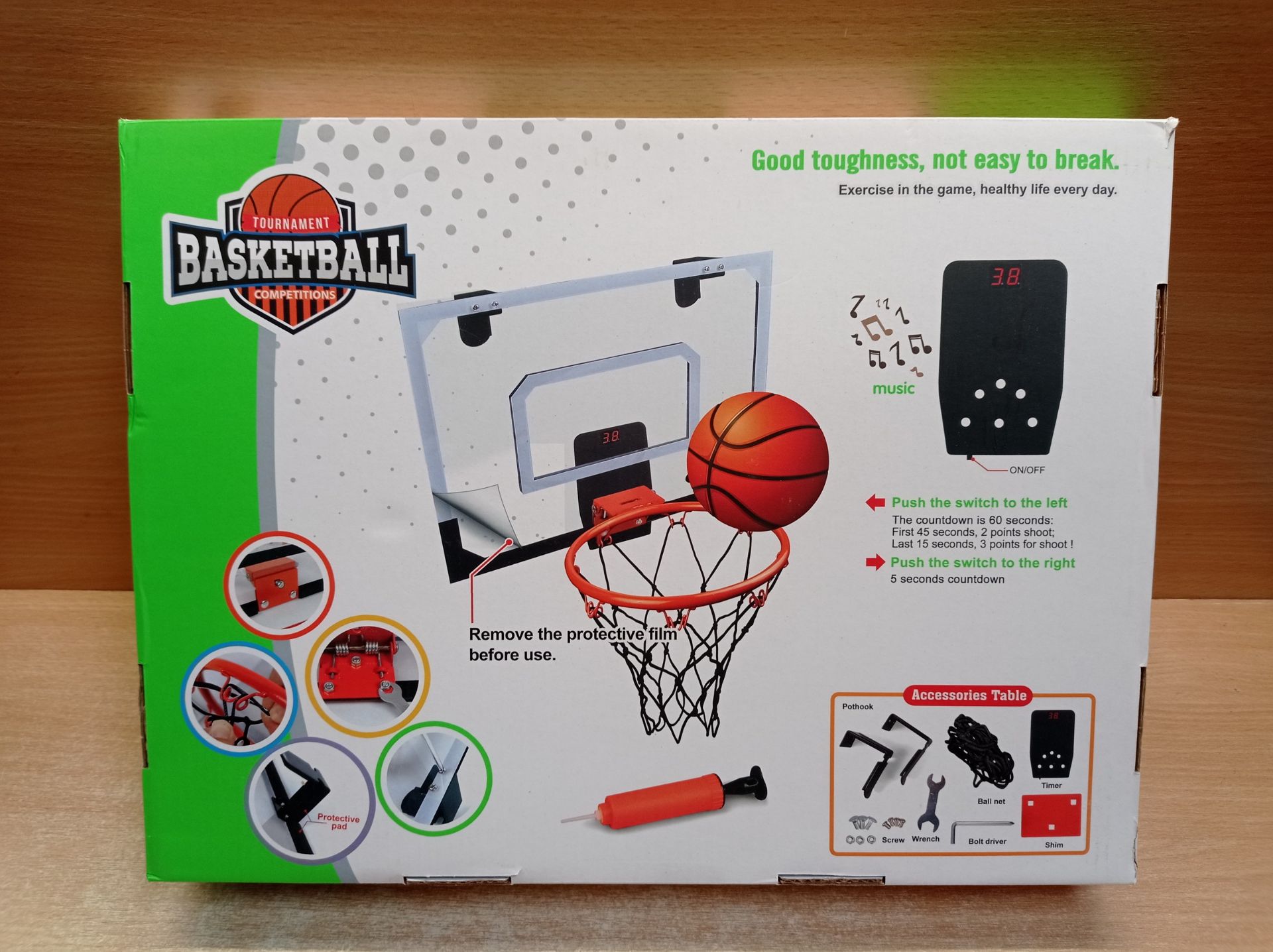 RRP £39.39 STAY GENT Mini Basketball Hoop for Kids with Electronic Score Record - Image 2 of 2