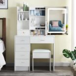 RRP £211.05 Puselo Vanity Desk with Mirror and Stool and Adjustable Lights