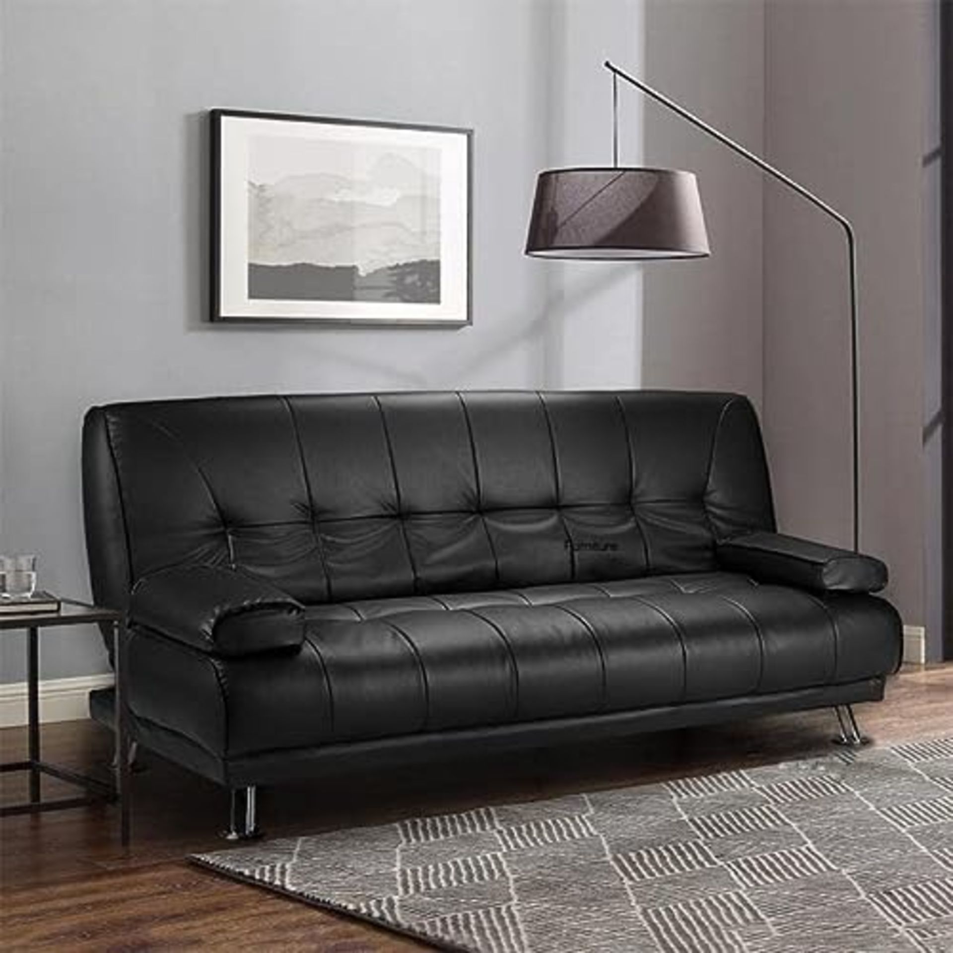 RRP £222.21 VEGG SOFA BED Faux Leather Black Sofa Bed recliner