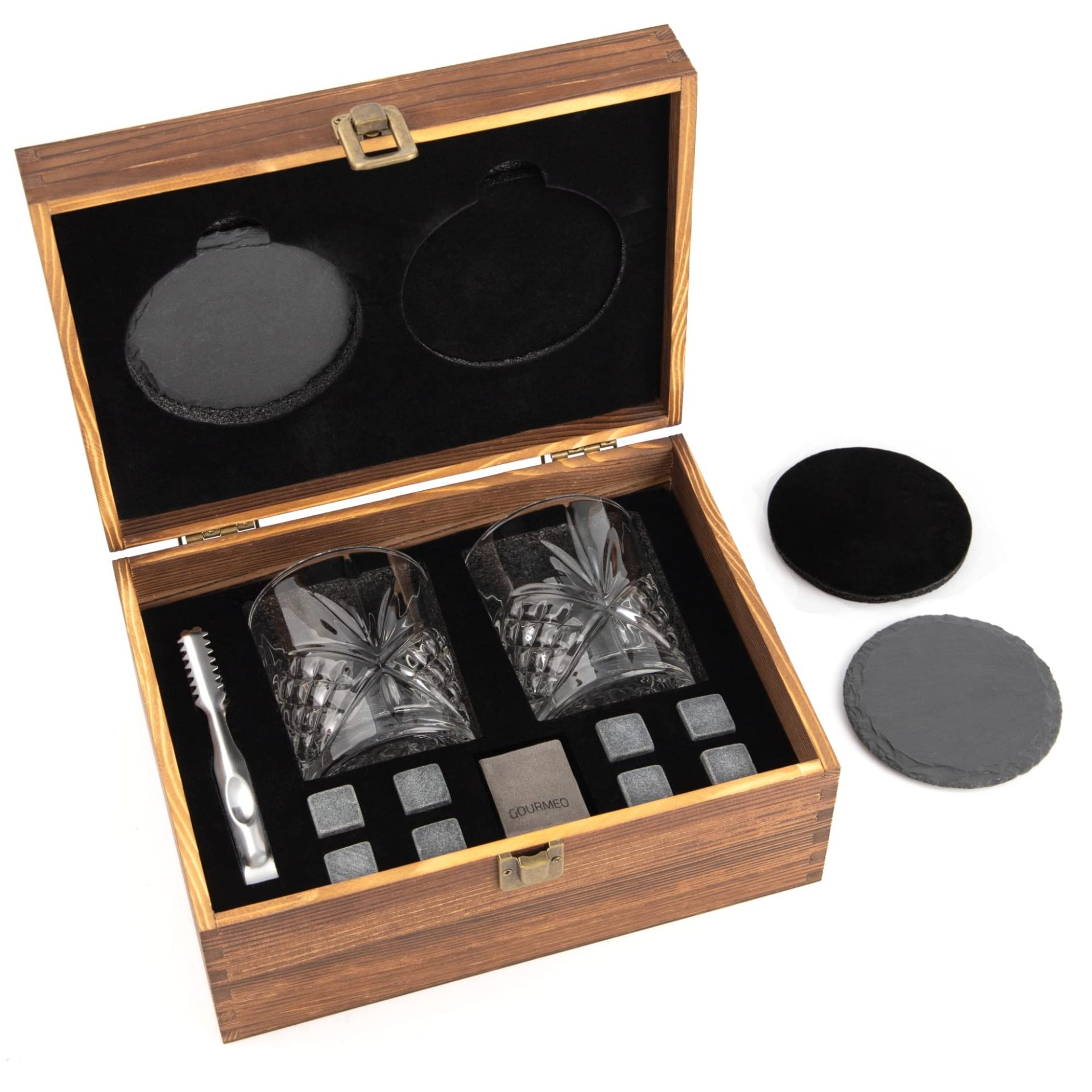 RRP £29.47 GOURMEO Whisky Stones and Whisky Glasses Gift Sets for Men - Whiskey Glasses