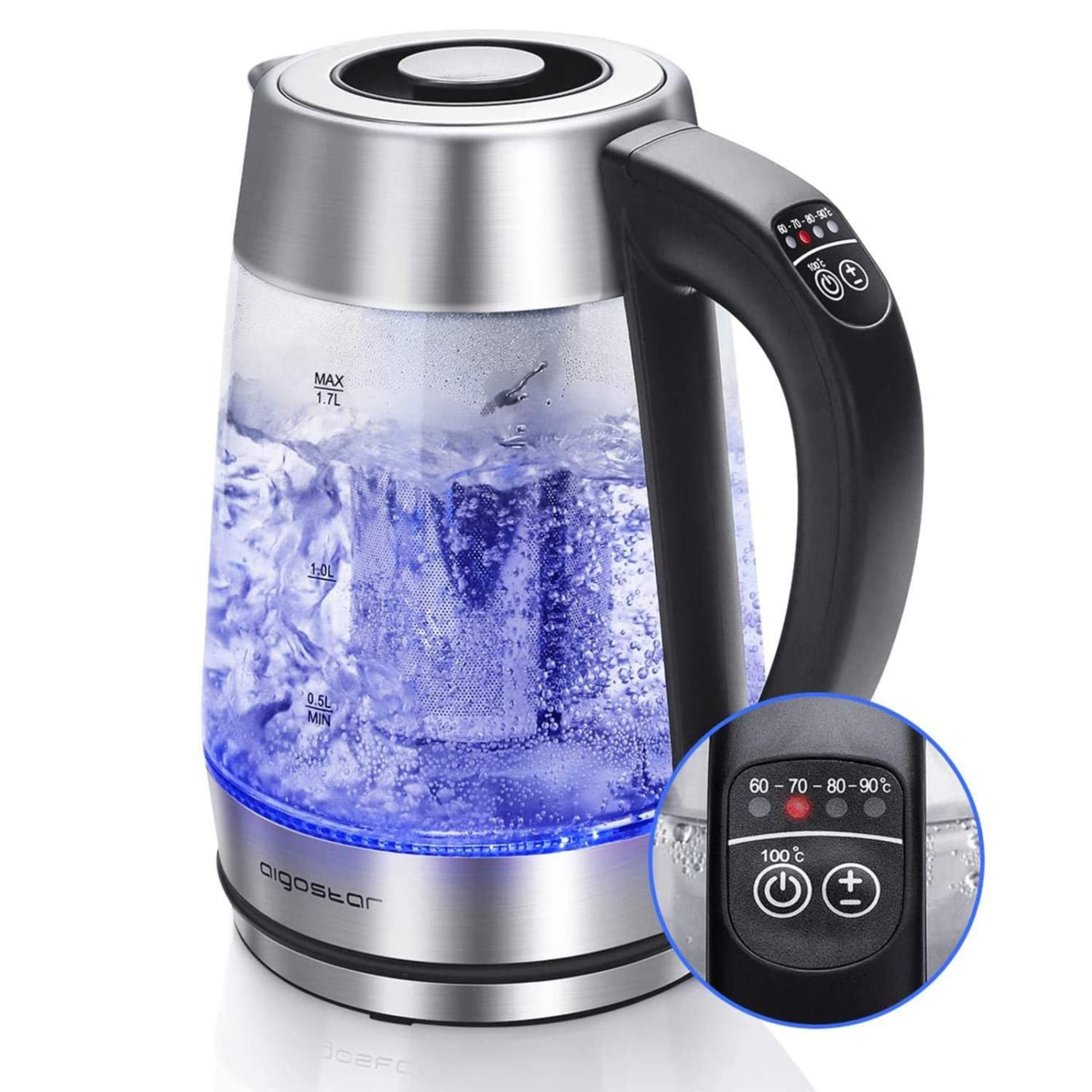 RRP £37.66 Aigostar Electric Glass Kettle with Variable Temperature