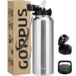 RRP £21.11 GOPPUS 1.2L/40oz Stainless Water Bottle with Straw