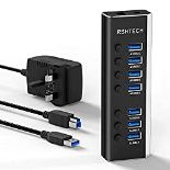 RRP £32.22 USB 3.0 Hub Powered RSHTECH 24W 7 Port USB 3 Data Hub