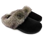 RRP £25.00 ofoot Womens Memory Foam Moccasin Suede Fur Slippers