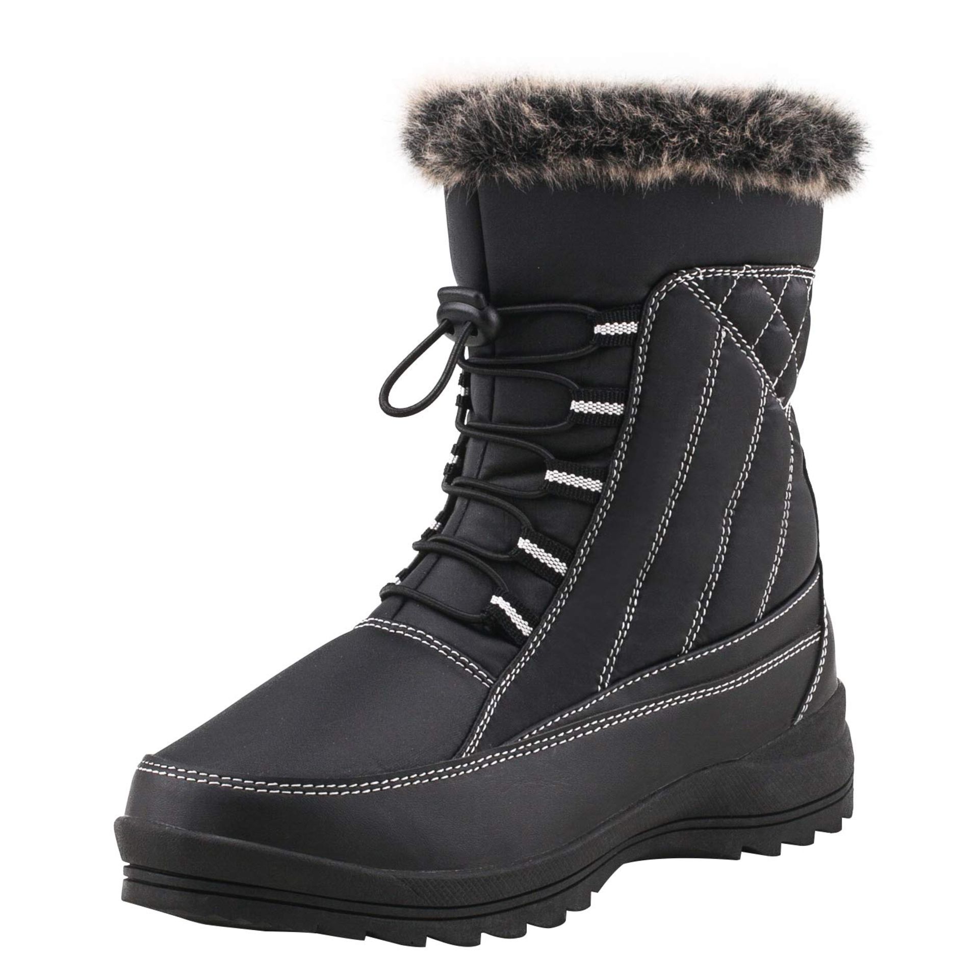 RRP £38.43 Shenji Women's Winter Mid-calf Boots Fur-lined Lace-up H7631 Black 6.5UK 40
