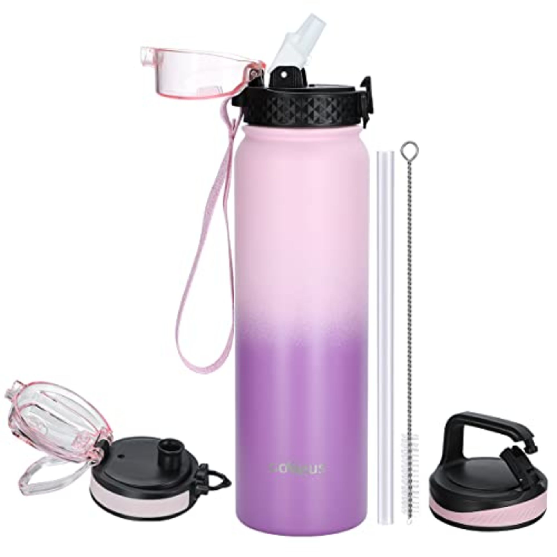 RRP £21.67 GOPPUS 1L/32oz Stainless Water Bottle with Straw 1