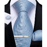 RRP £16.51 DiBanGu Light Blue Tie Men's Silk Solid Blue Necktie