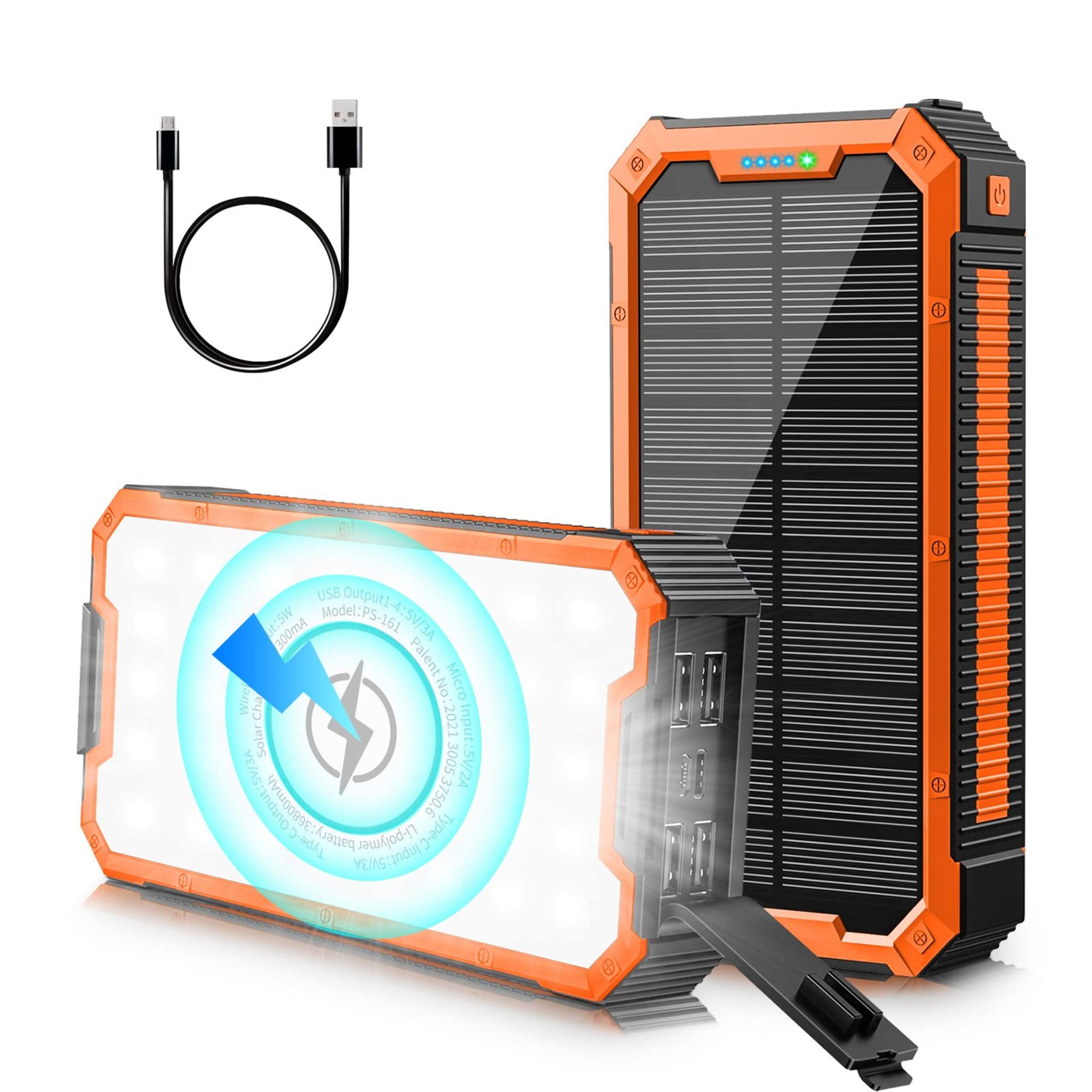 RRP £22.82 Solar Charger 36800mAh Power Bank with 4 Outputs &