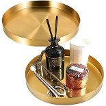 RRP £15.97 Jucoan 2 Pack Round Gold Serving Tray