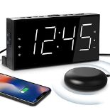 RRP £22.82 Mesqool Loud Alarm Clock with Bed Shaker for Deaf