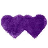RRP £23.39 PiccoCasa Double Heart Shaped Faux Fur Rug