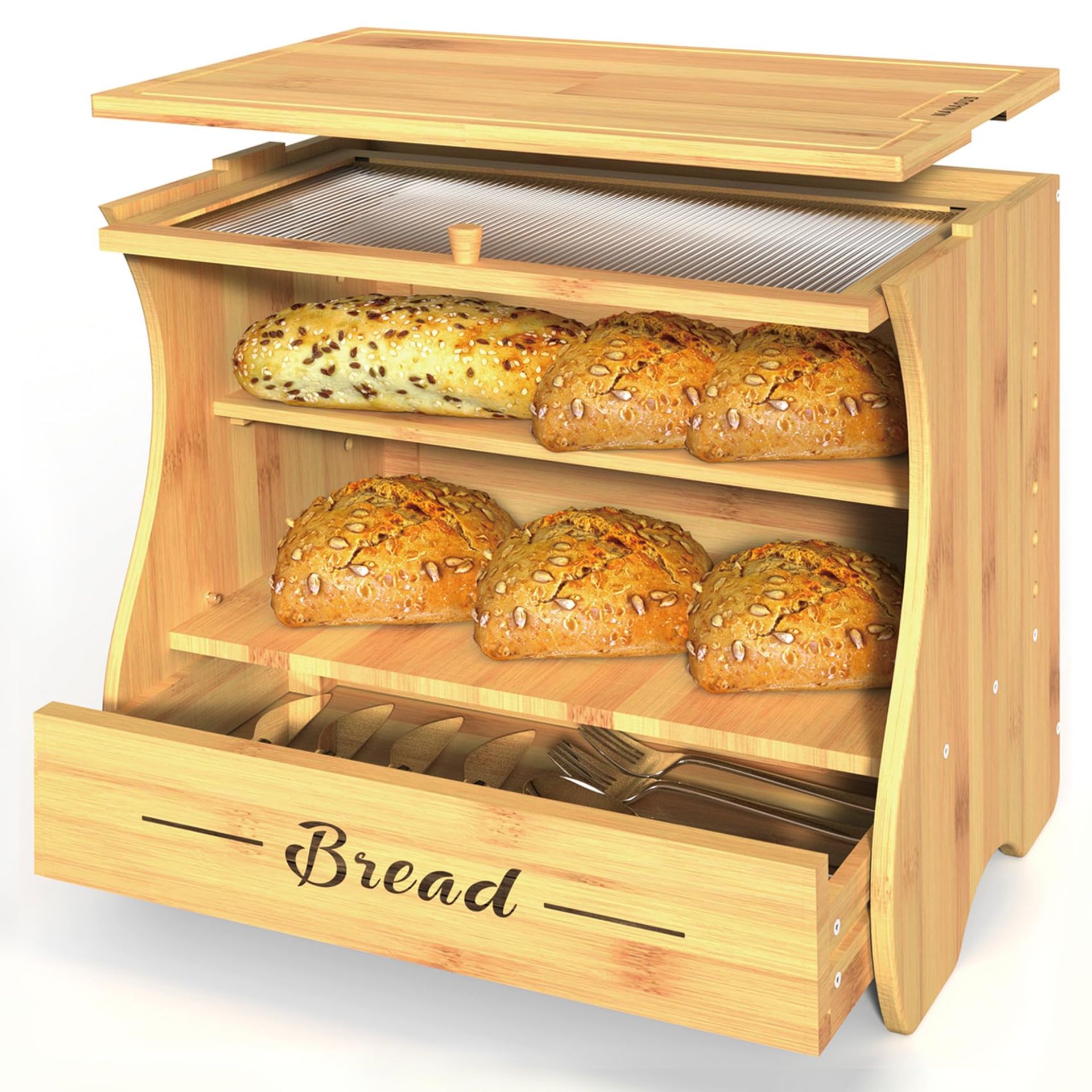 RRP £49.07 Lnrkai Bread Bin Bread Box for Kitchen Countertop