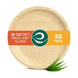 RRP £28.52 ECO SOUL 100% Compostable 25cm(10") Round Palm Leaf Plates (Pack of 50)